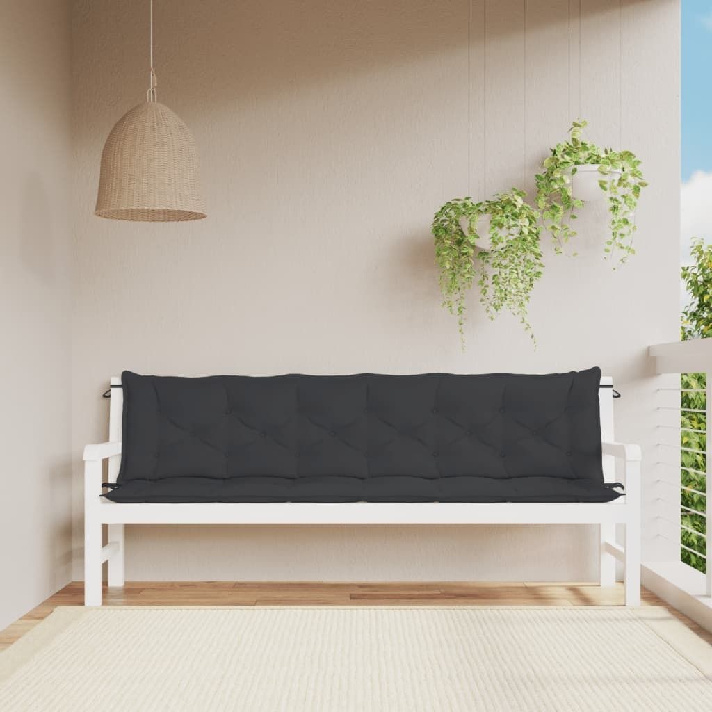 Garden Bench Cushion Black 78.7&quot;x(19.7&quot;+19.7&quot;)x2.8&quot; Oxford Fabric