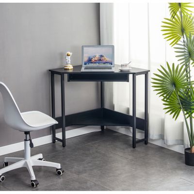 Computer Desk; Corner Desk With Smooth Keyboard Tray&amp; Storage Shelves ; Compact Home Office; Small Desk With Sturdy Steel Frame As Workstation For Small Space; BLACK; 28.34&#39;&#39;L 24&#39;&#39;W 30.11&#39;&#39;H