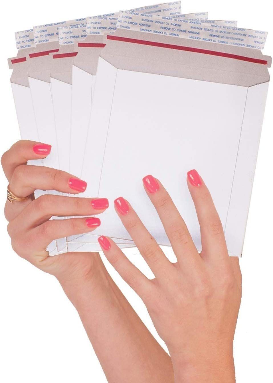 Rigid Mailers, 6 x 6 Inch. Pack of 25 White Cardboard Photo Mailers Rigid with Sturdy Glue, Tear-Off Strip. CD Mailers Cardboard. 550 GSM Rigid Mailing Envelopes Hard. Rigid Mailers Kraft