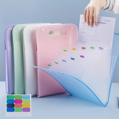 13-Grid A4 Portable File Folder, Multi-Layer, Large-Capacity, Hand-Held Organizer Bag - Perfect for Test Paper &amp; File Storage