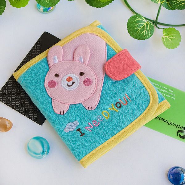 [I Need You] Embroidered Applique Fabric Art Trifold Wallet Purse / Card Holder (4.7*4.3)