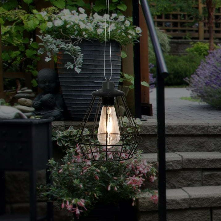 Better Homes &amp; Gardens Conical Black Metal Solar powered Lantern