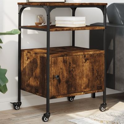 Printer Stand 3-Tier Smoked Oak 19.7&quot;x15.7&quot;x29.9&quot; Engineered Wood
