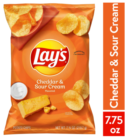 Lay&#39;s Potato Chips;  Cheddar &amp; Sour Cream Flavor;  7.75 oz Bag
