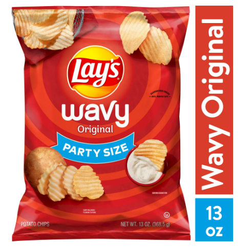 Lay&#39;s Wavy Original Potato Chips;  Party Size;  13 oz Bag