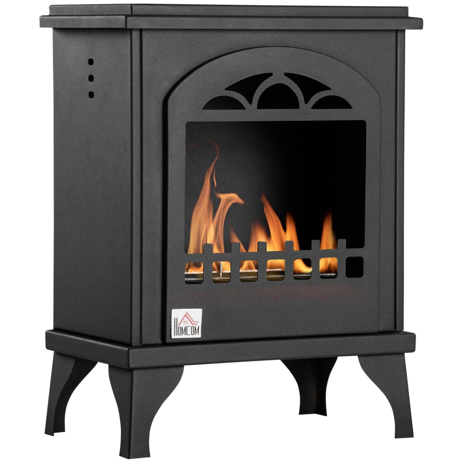 Ethanol Fireplace, 9.75&quot; Freestanding Stove Heater 0.32 Gal Max 470 Sq. Ft., Burns up to 3 Hours, Black