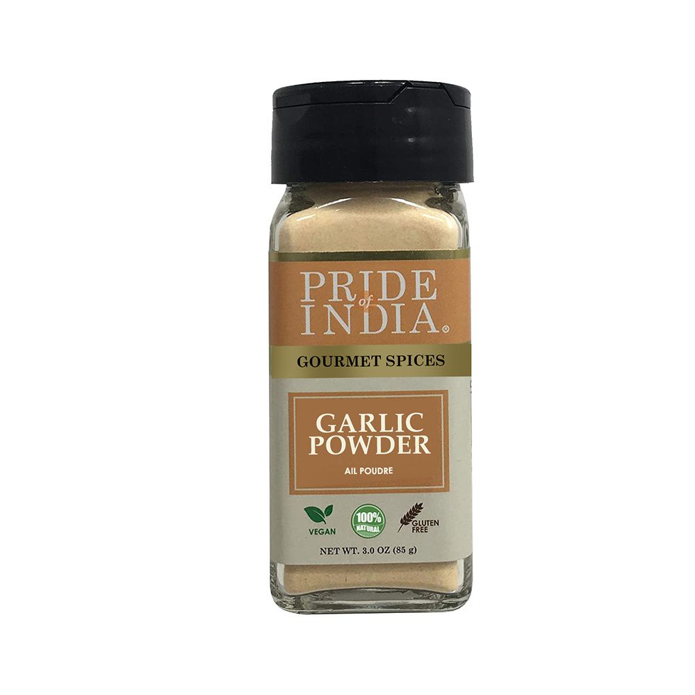 Pride of India - Garlic Fine Ground - Gourmet &amp; Culinary Grade - Classic Seasoning to Pasta/Sauces/Dips/Bakes - Easy to Use - 3 Oz. Small Dual Sifter Bottle