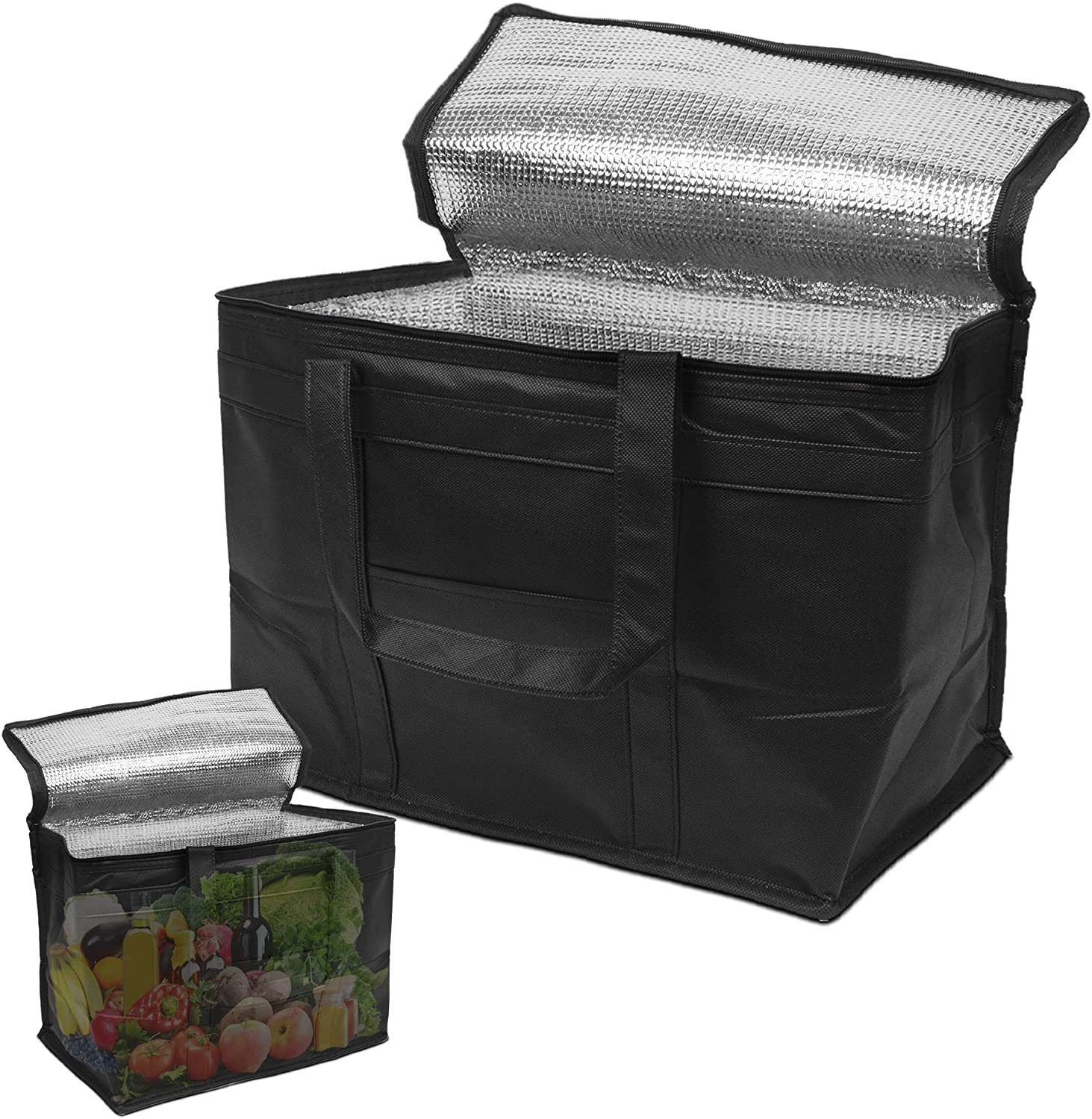 Bla?k Insulated Shopping Bags 20&#39; x 13&#39; x 10&#39; Insulated Grocery Bag Pack of 2 Insulated Food Delivery Bag 20x13x10 Heavy Duty Insulated Bag for Grocery Shopping; Insulated Bags for Food Delivery