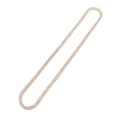 Color: Gold, Size: 18inch - hip hop men&#39;s popular hip hop 1 row diamond alloy necklace
