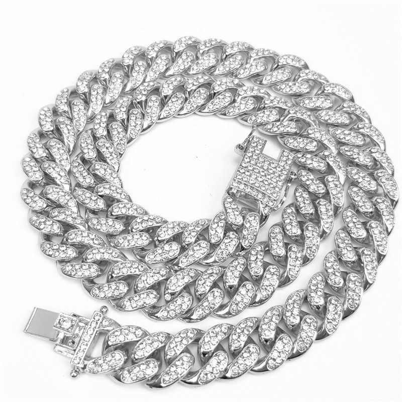 Dense Diamond Men&#39;s Cuban Link Chain Necklace Hip Hop