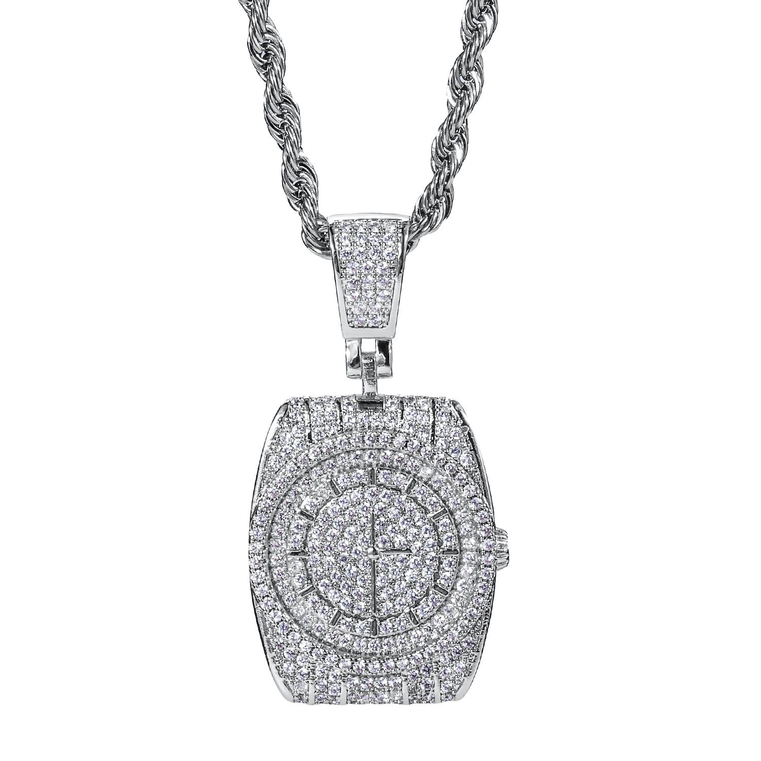 Color: White, Size: 60cm - Hip-hop Watch Watch Pendant Necklace