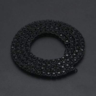 Color: Black, Size: 22inch - Hip Hop 1 Row Alloy Necklace