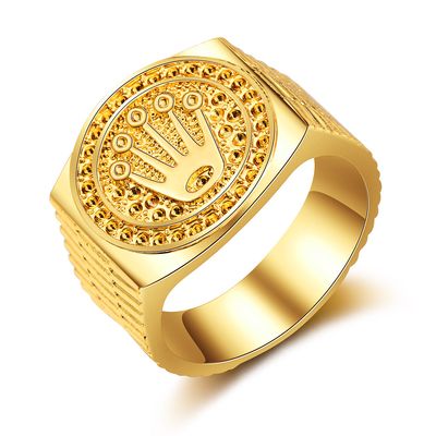 Color: Gold, style: Circle-9, Size:  - Hip Hop Crown Ring