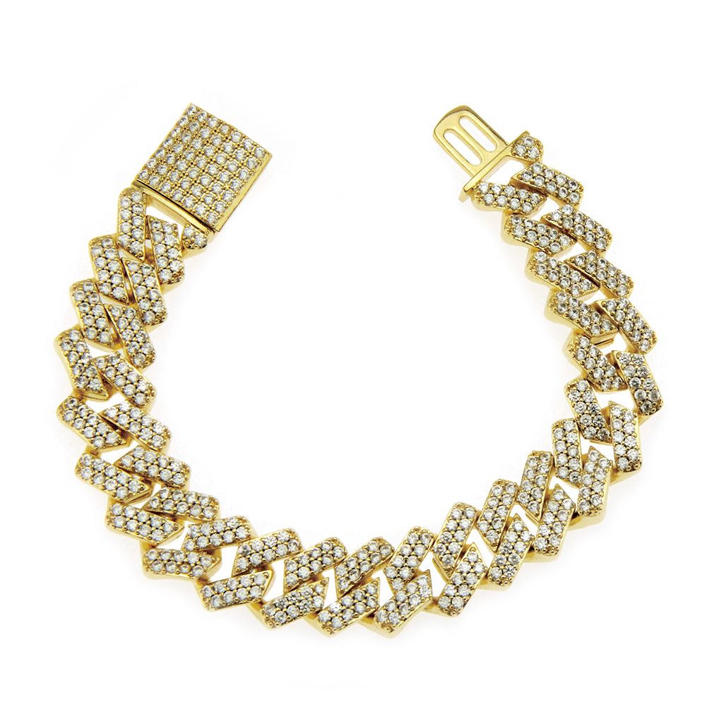 Color: Gold, Size: 8inch - Hip hop style jewelry bracelet for men