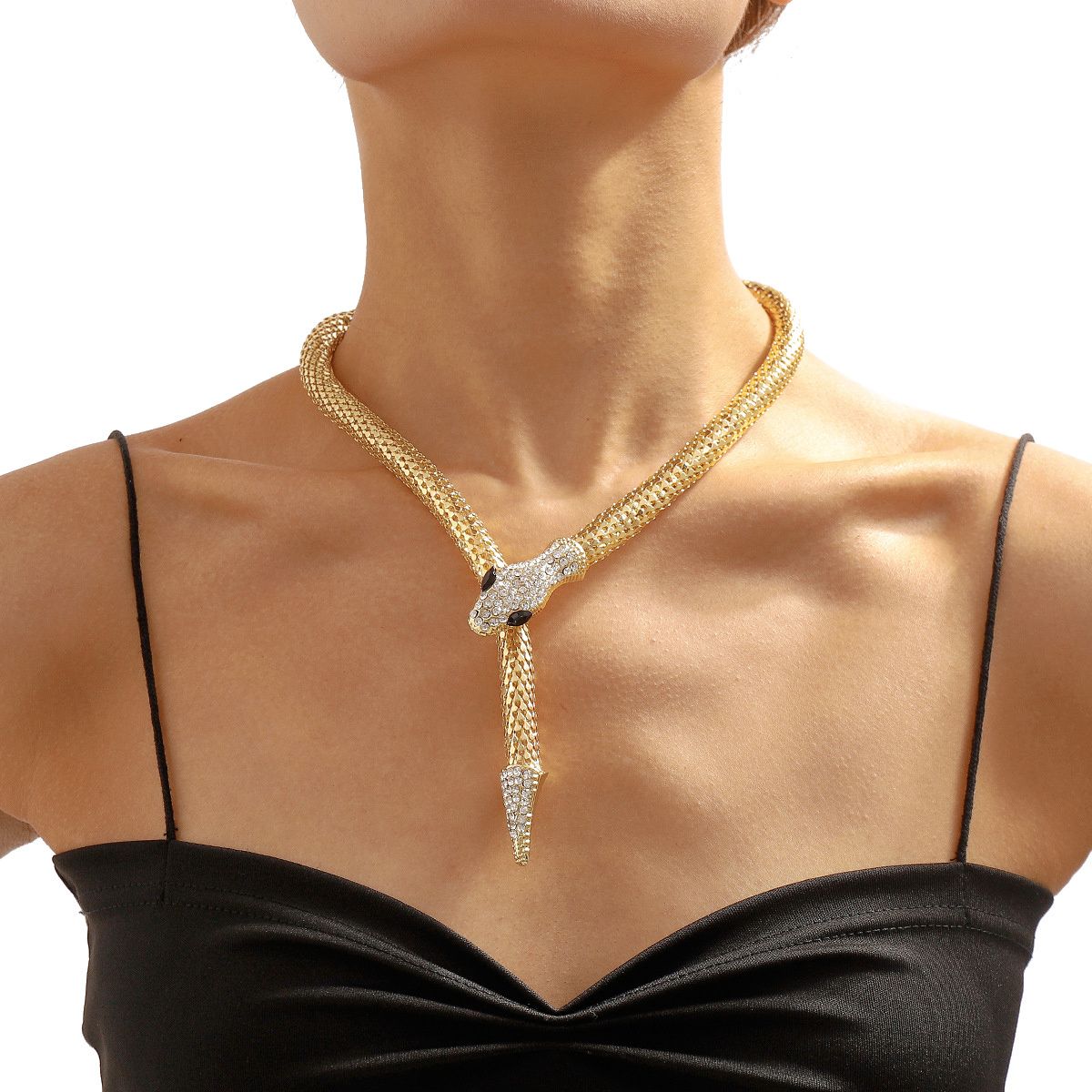Women&#39;s Curved Snake Choker Necklace;  Snake Shape Collar Necklace;  Hip Hop Snake Jewelry