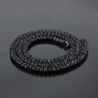 Color: Black, Size: 30inch - Alloy Diamond 2 Row Hip Hop Necklace