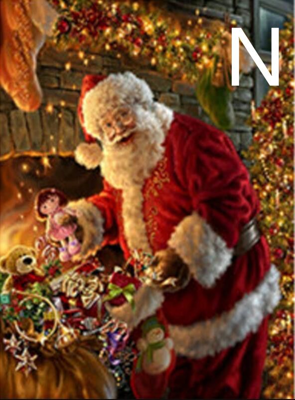 style: N, Painting size: 40x50cm-Round, Painting style:  - Christmas DIY Santa Mosaic Square Round Diamond Painting