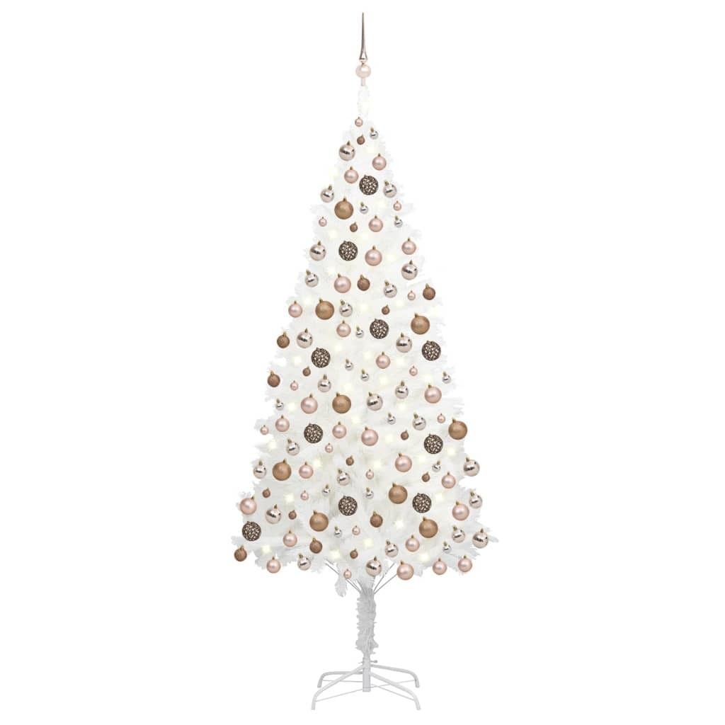 Artificial Pre-lit Christmas Tree with Ball Set White 82.7&quot;