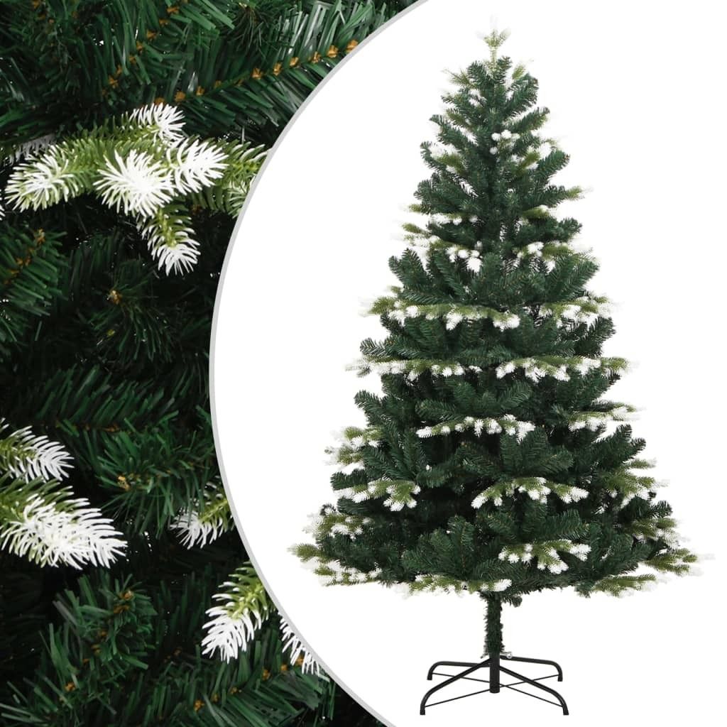 vidaXL Artificial Hinged Christmas Tree with Flocked Snow 59.1&quot;