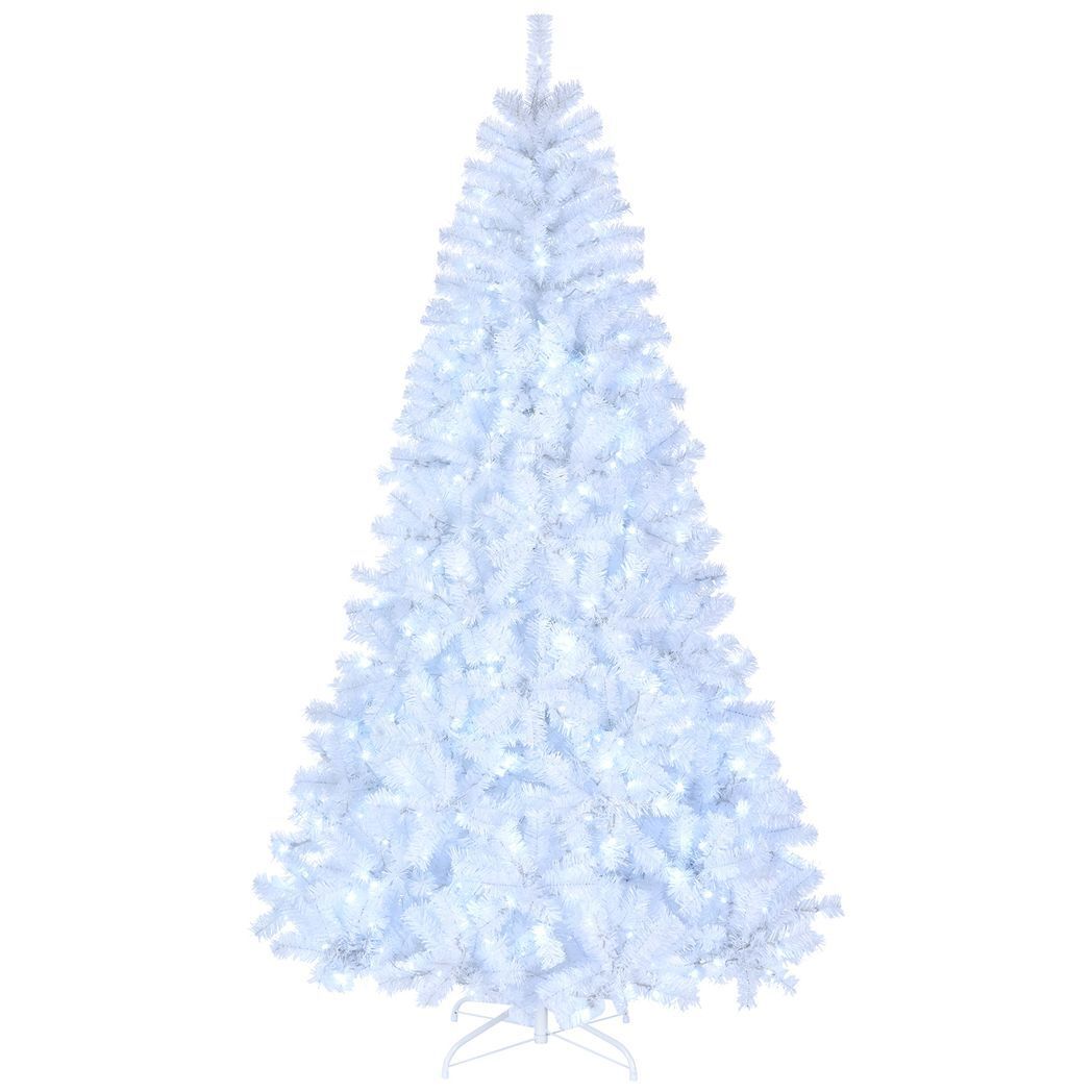 7ft 1346 Branches Automatic Tree Structure PVC Material 500 Lights Cool Color 8 Modes Christmas Tree White