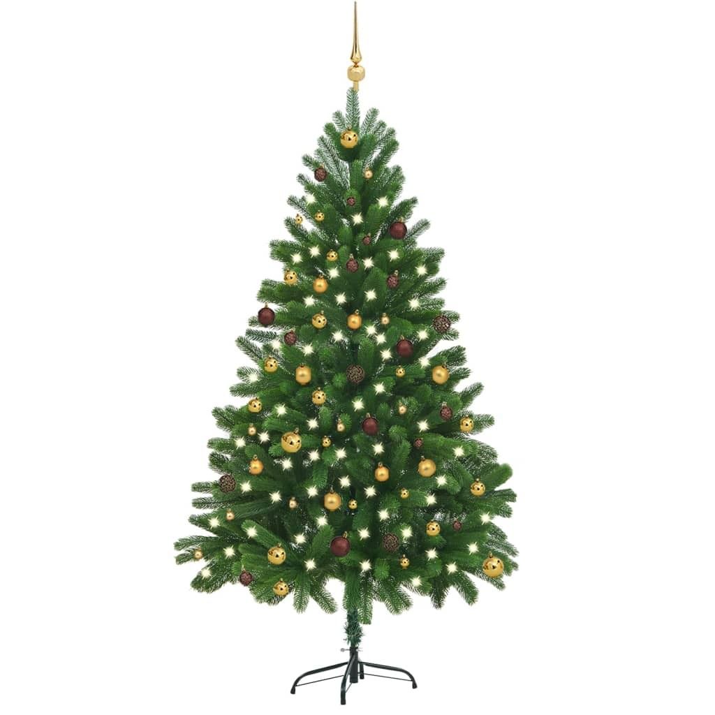 vidaXL Artificial Pre-lit Christmas Tree with Ball Set 82.7&quot; Green