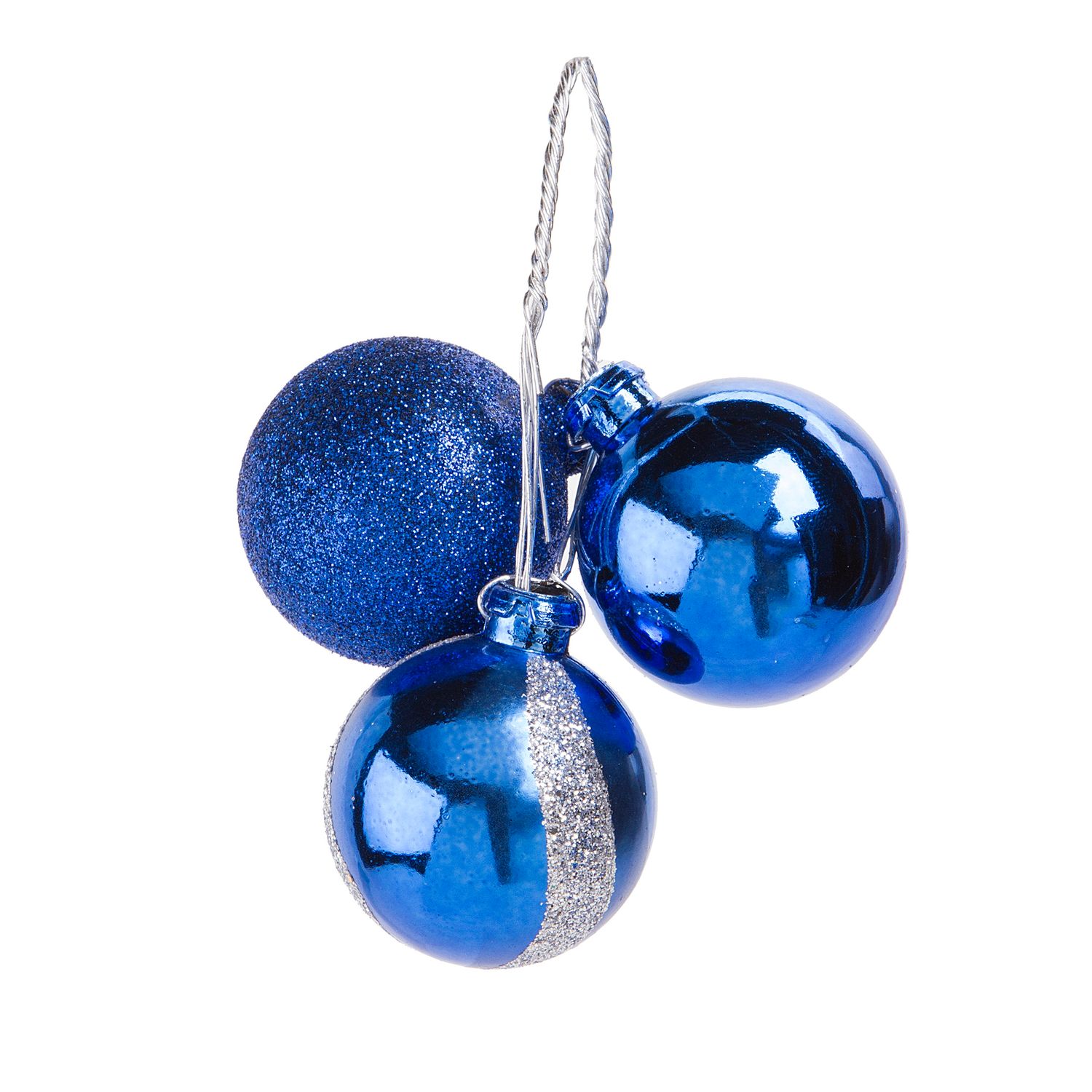 Christmas Floral Blue and Silver Christmas Ornament Pick Wave 3 Tips