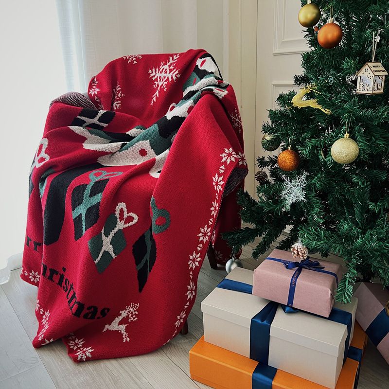 Color: Christmas Tree, Size: 130cmx220cm - New Year Red Christmas Ornament Sofa Blanket