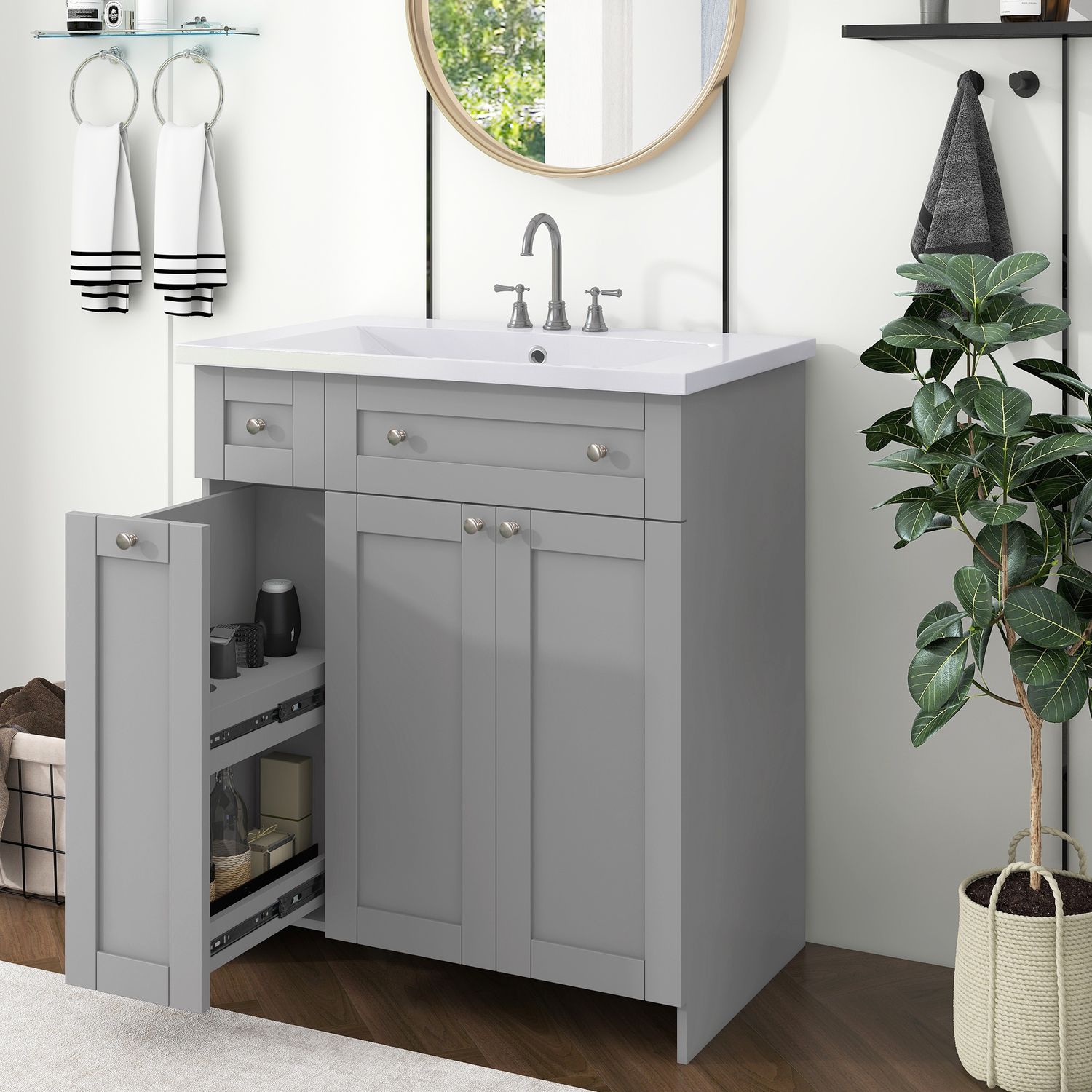30&quot; Bathroom vanity with Single Sink ,Combo Cabinet Undermount Sink,Bathroom Storage Cabinet vanities