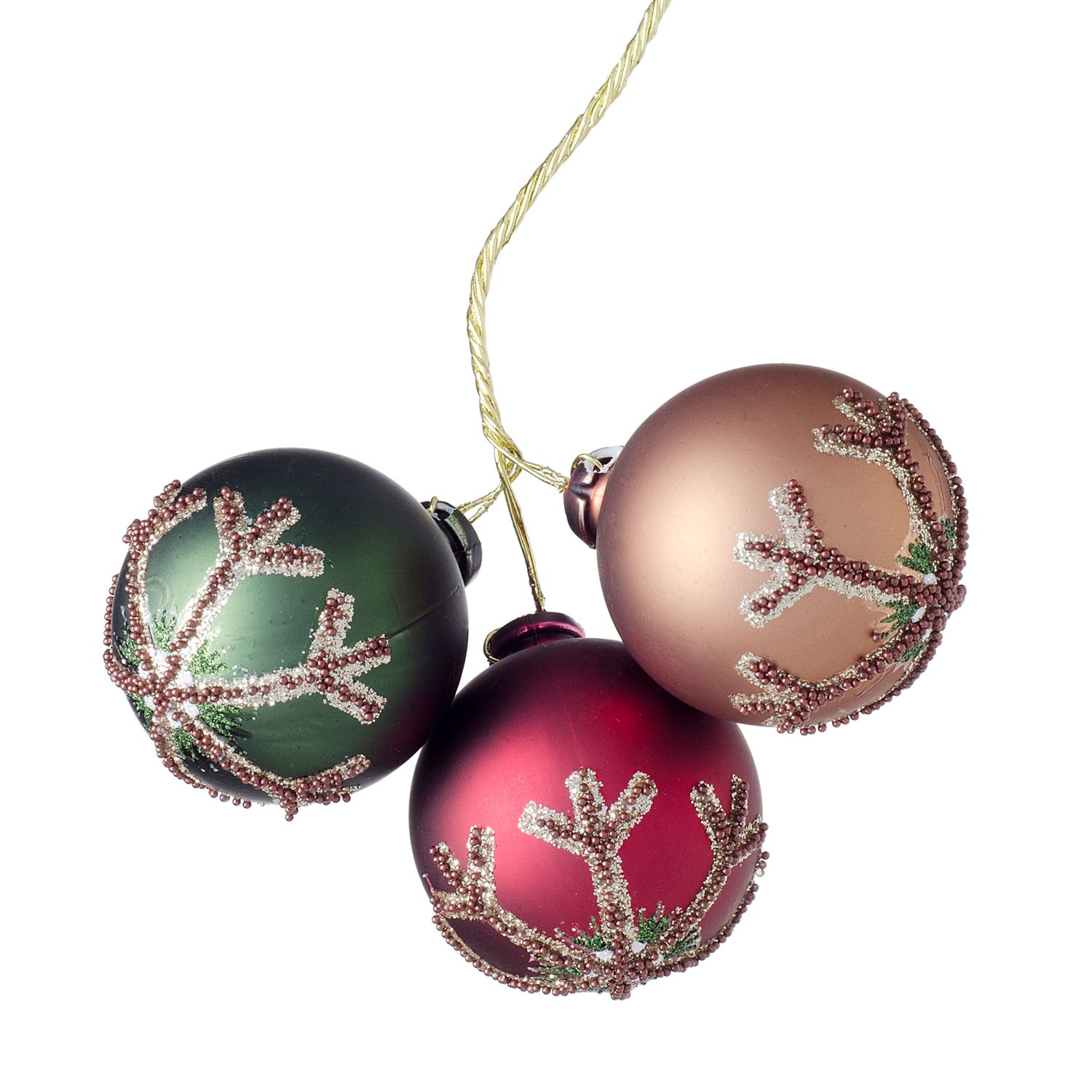 Christmas Pick Ornaments X3 Wdlnd Snow 40Mm
