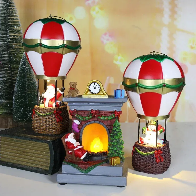 Color: VIOLET/?&amp;laquo;?&amp;mdash;?&amp;hellip;&amp;deg; - Cabin Decoration Christmas Glowing Ornaments Resin LED Houses Christmas Kid Gifts Snowman Santa Claus Microlandscape Ornament