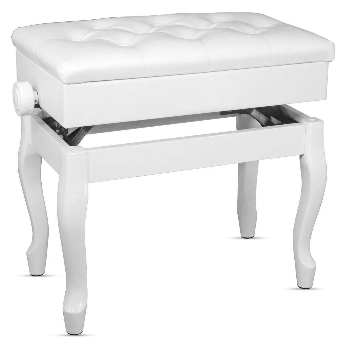 5 Core Piano Bench Wooden Height Adjustable Stool Heavy Duty Keyboard Seat with Storage - PNB WD HD WH