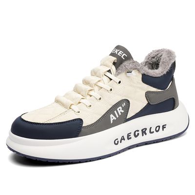 Autumn and winter men&#39;s new trend fashion plush casual shoes comfortable warm men&#39;s sports shoes