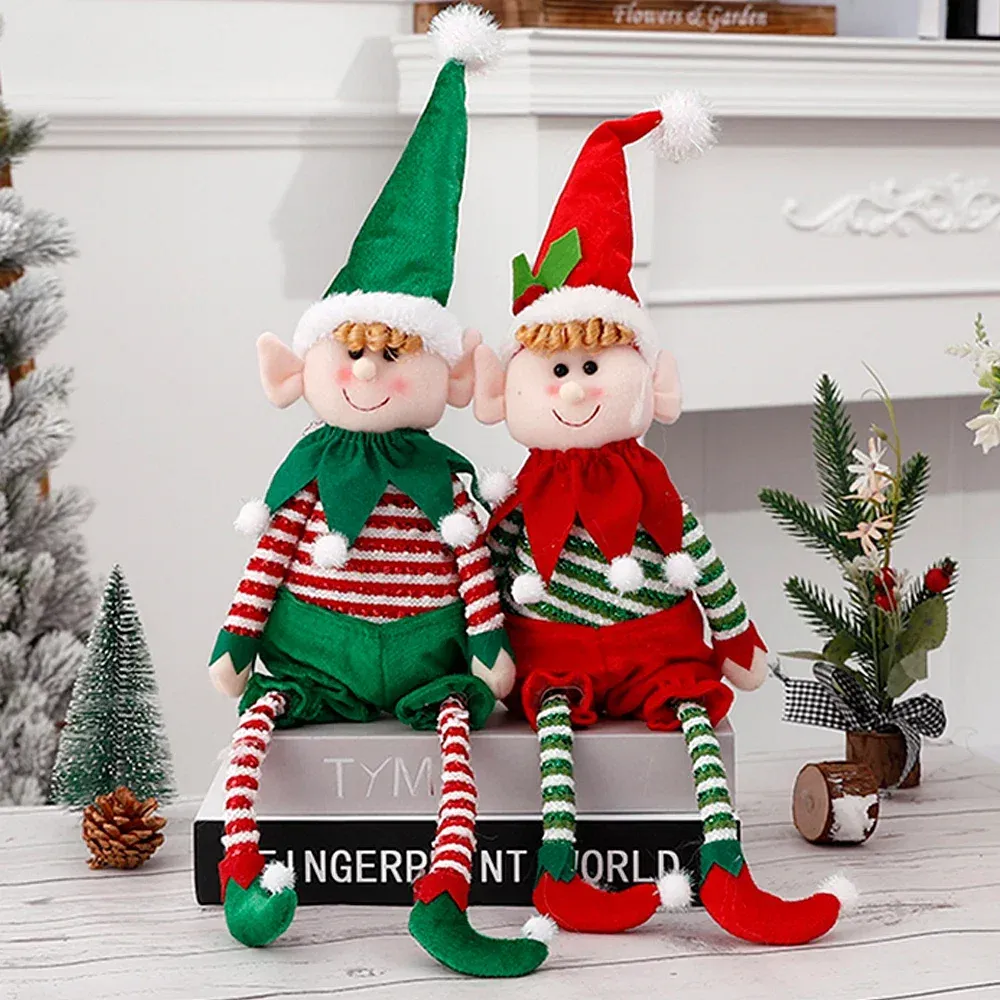 Color: light green - Big Size Christmas Plush Leg Elf Doll Ornaments Boys and Girls Elf Toy Dolls New Year Home Decorations Christmas Tree Ornaments