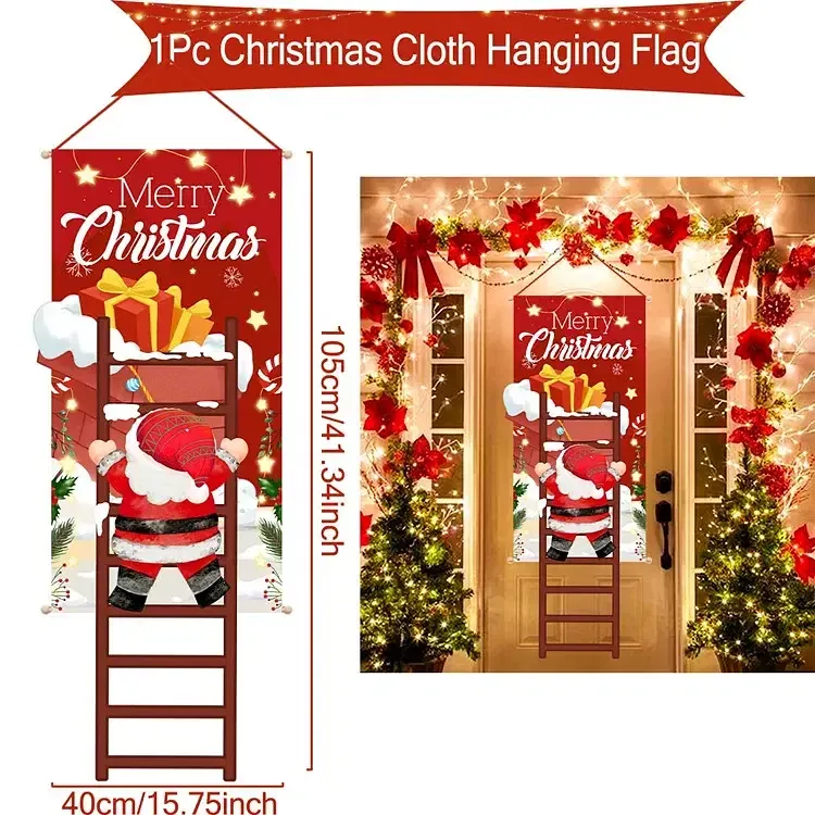 Color: MINT GREEN - Santa Claus Hanging Flag Merry Christmas Decorations For Home 2023 Xmas Gifts Christmas Ornament Navidad Natal New Year 2024