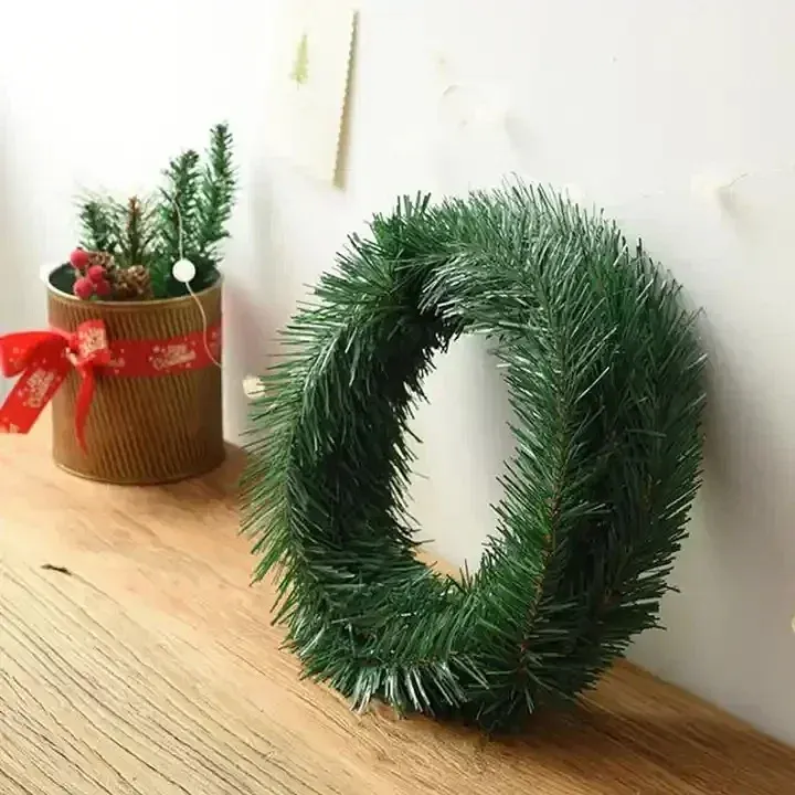Color: Olive - 5.5m Artificial Green Christmas Garland Pine Tree Rattan Christmas Decorations Banner Hanging Red Christmas Xmas Tree Ornament