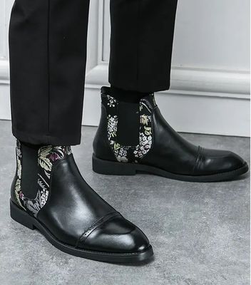 Autumn new men&#39;s Chinese style Chelsea boots Fashion personality trend embroidered leather boots for men