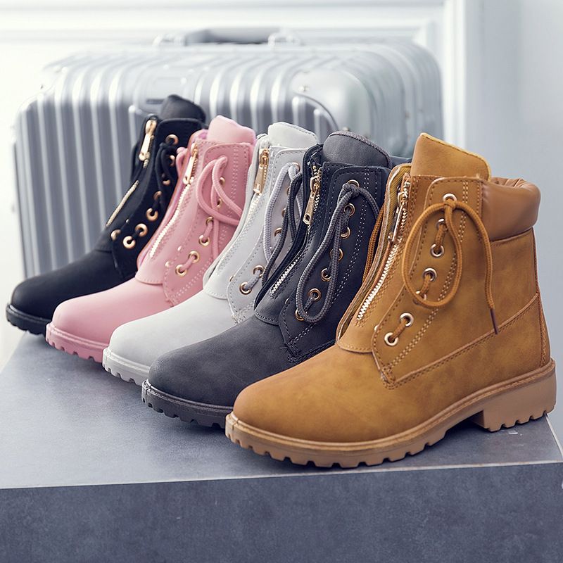 Color: Black, Size: 36 - Martin boots women wear lace ankle boots