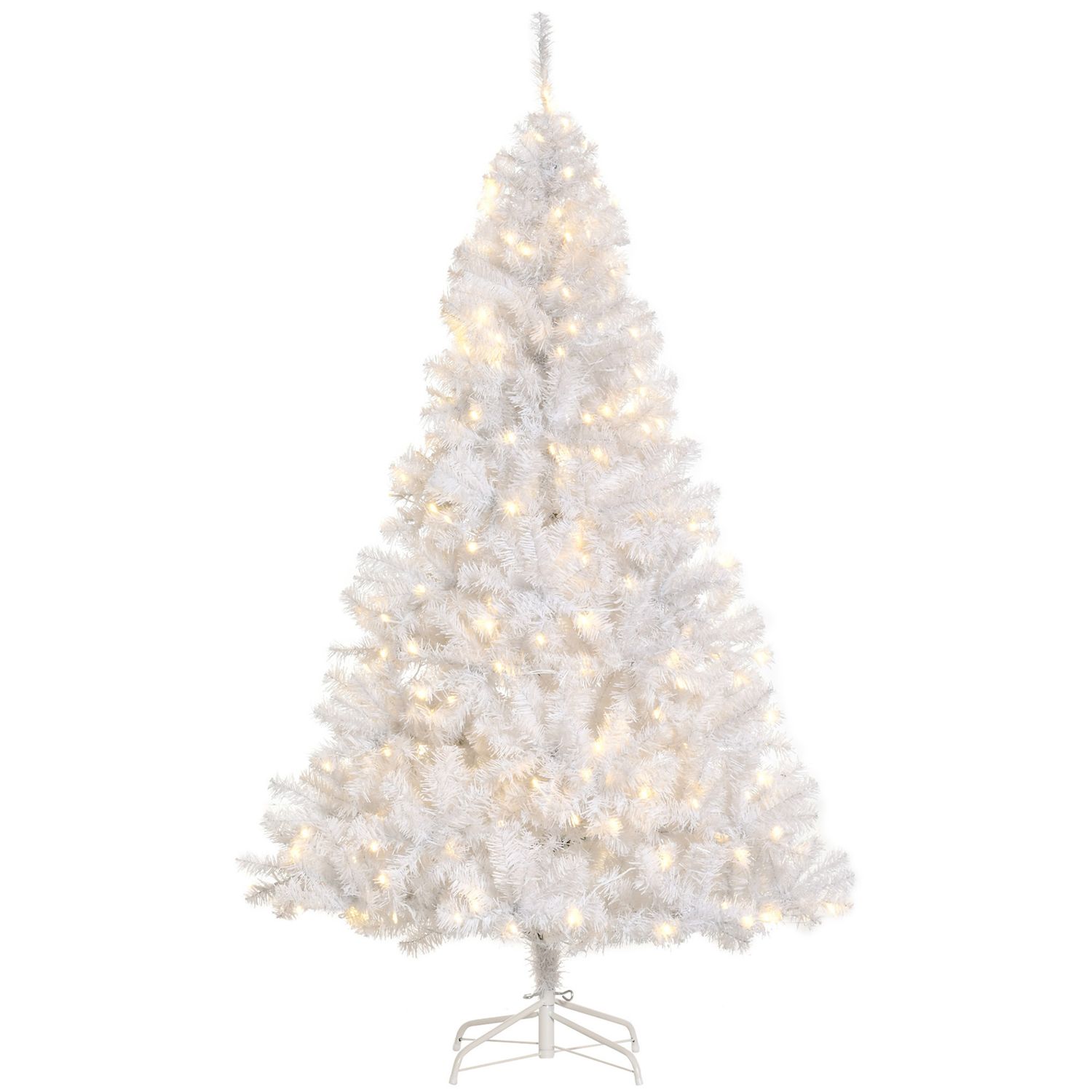 6 ft Tall Prelit Christmas Tree Douglas Fir Artificial Christmas Tree with Realistic Branches, 250 Warm White LED Lights and 1000 Tips, White