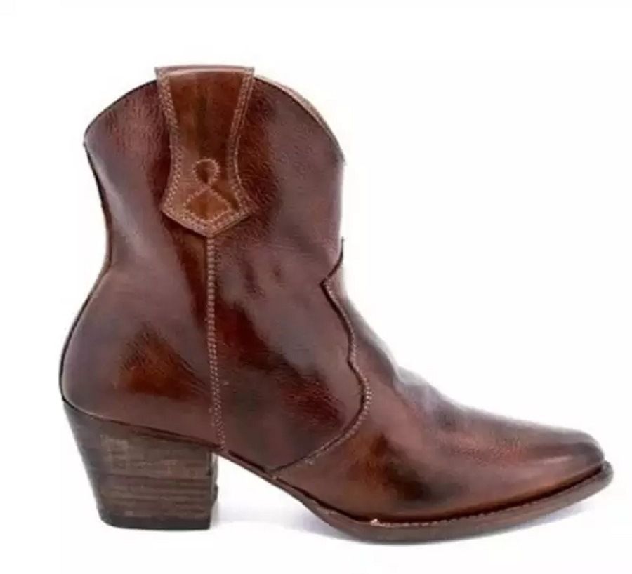Color: Brown, Size: 36 - Women&#39;s Pointed Toe Mid Heel Plus Size Long Rider Side Zip Short Boots