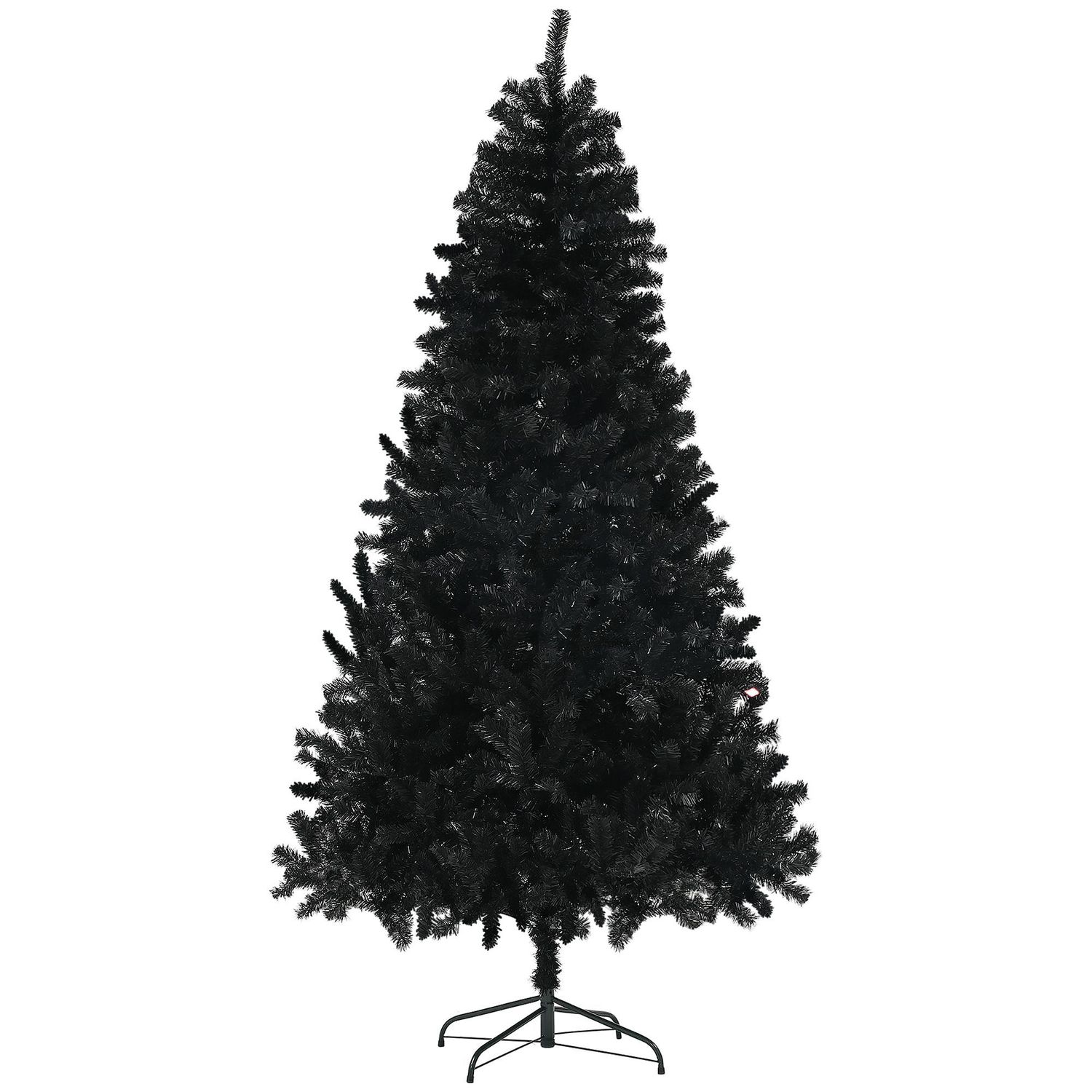 7.5 ft Tall Artificial Christmas Tree, Unlit Xmas Tree with 1346 Branch Tips, Auto Open, Steel Base, Holiday D?cor for Home Office, Black