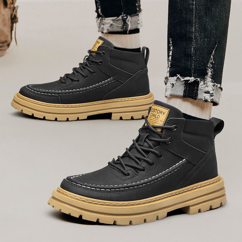 Color: Inner Height Increasing Black, Size: 42 - Men&#39;s High-top Martin Outdoor Workwear Boots