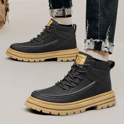 Color: Inner Height Increasing Black, Size: 42 - Men&#39;s High-top Martin Outdoor Workwear Boots