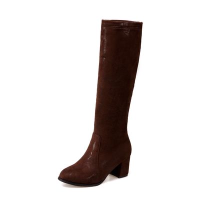 Color: Brown, Size: 42 - Women&#39;s high tube pattern boots
