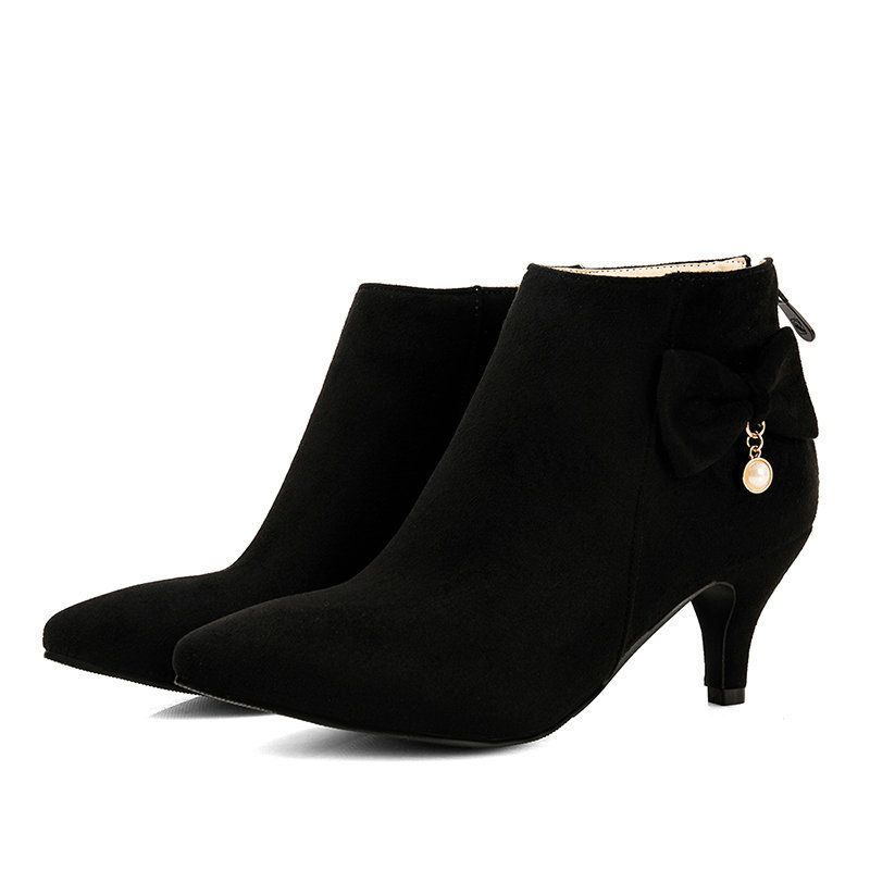 Color: Black, Size: 35 - Pointed Toe Stiletto Martin Boots Women&#39;s Autumn And Winter