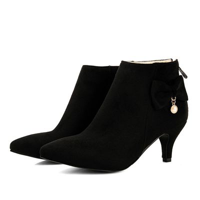 Color: Black, Size: 35 - Pointed Toe Stiletto Martin Boots Women&#39;s Autumn And Winter