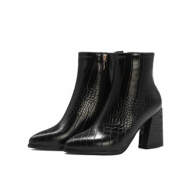 Color: Black, Size: 35 - Side zipper for women&#39;s boots with pointed tip