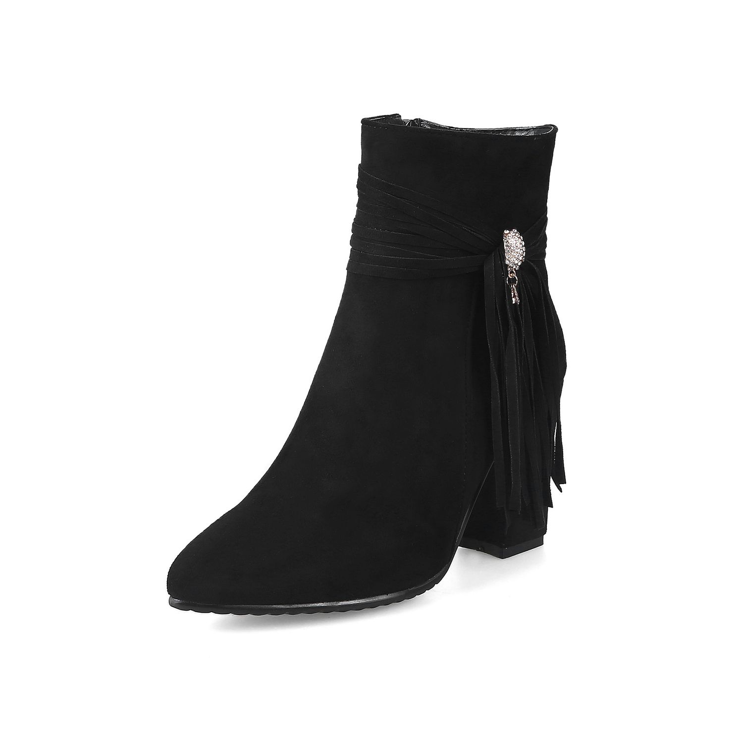 Color: Black, Size: 37 - Low heel suede ankle boots women England