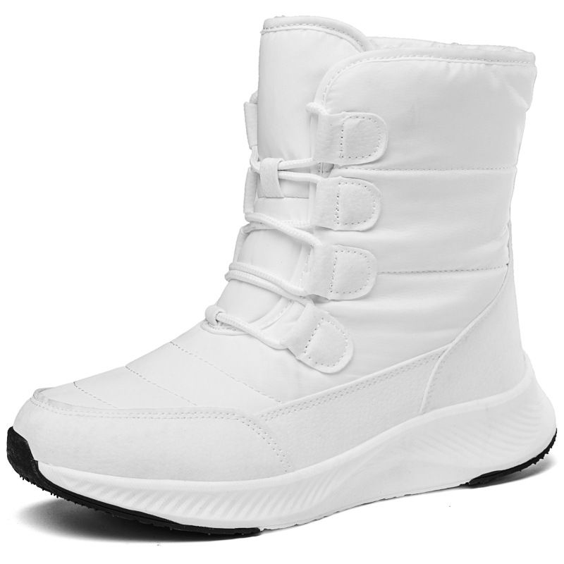 Color: D2308 White, Size: 40 - Waterproof Snow Boots Women&#39;s Mid-calf Front Zipper