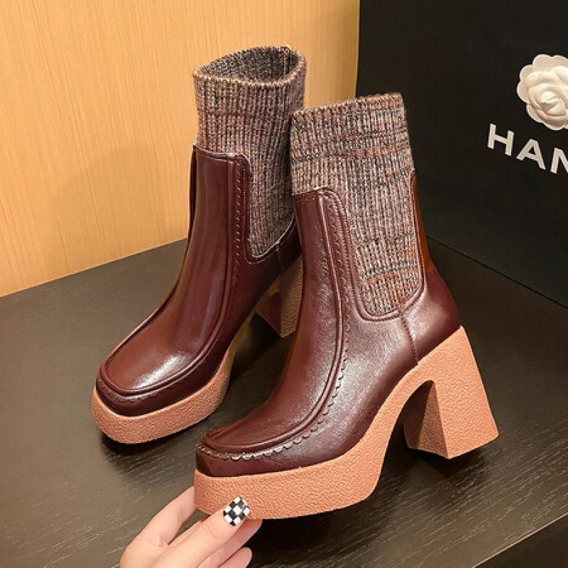 Color: Brown Single Liner, Size: 34 - Women&#39;s Platform Shoes Martin Boots