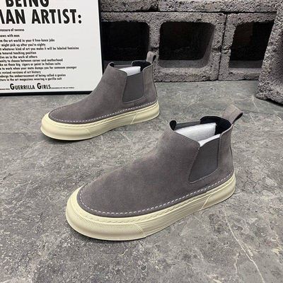 Color: Gray, Size: 41 - Men&#39;s Casual High Top Chelsea Martin Boots